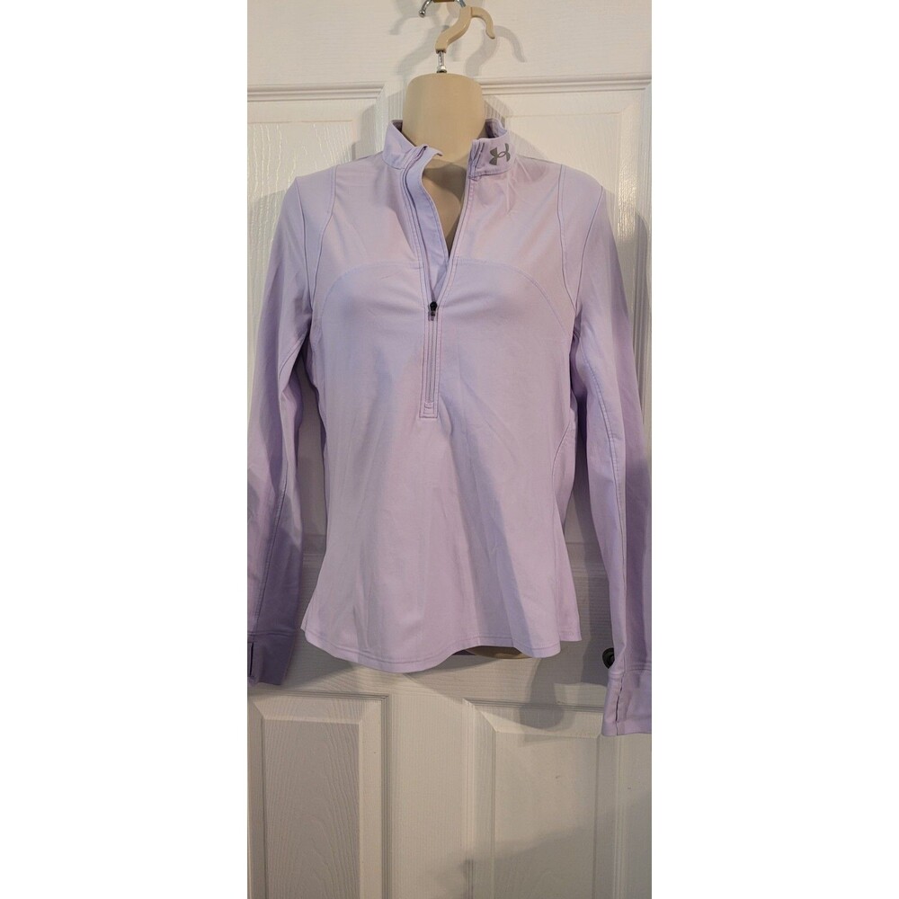 Under Armour HeatGear Lavender Mock Neck Long Sleeve Zip Activewear Top Sml/P/CH